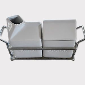 Porcelain White Cream and Sugar Set by Denmark